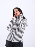 4213 STRICKWAREN GESTREIFT FISHBEARER SALASH-ECRU-SCHWARZ
