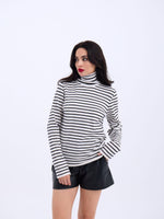 4213 STRICKWAREN GESTREIFT FISHBEARER SALASH-ECRU-SCHWARZ