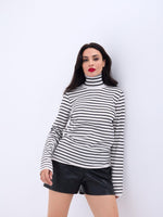 4213 STRICKWAREN GESTREIFT FISHBEARER SALASH-ECRU-SCHWARZ