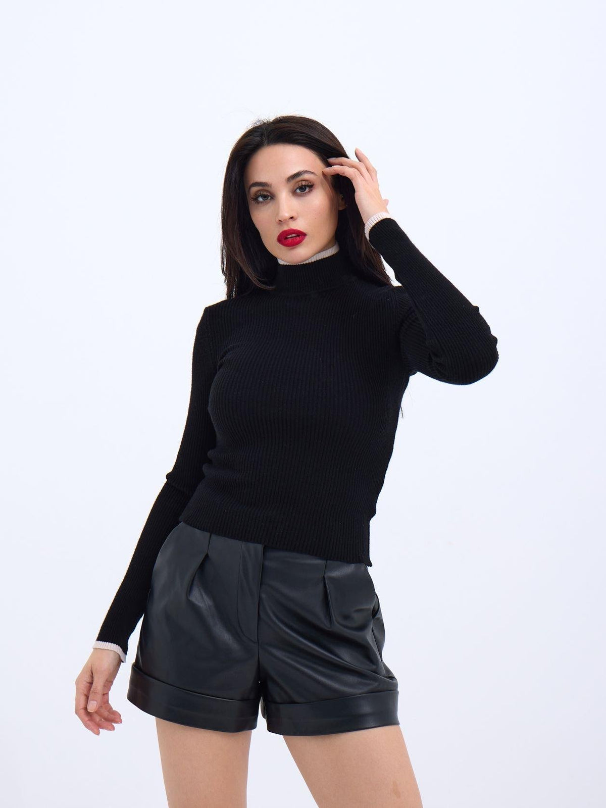 42251 TRİKO BALIKÇI FİTİLLİ KAZAK-SİYAH-EKRU