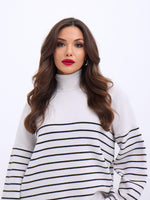 42361 TRİKO BALIKÇI YAKA ÇİZGİLİ SALAŞ-EKRU-SİYAH