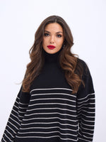 42361 TRİKO BALIKÇI YAKA ÇİZGİLİ SALAŞ-SİYAH-EKRU