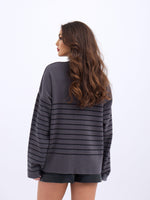 42361 TRİKO BALIKÇI YAKA ÇİZGİLİ SALAŞ-ANTRASİT-SİYAH