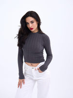42491 STRICKWAREN KURZER PULLOVER-ANTHRAZIT