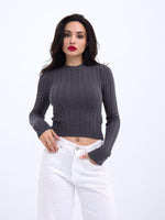 42491 STRICKWAREN KURZER PULLOVER-ANTHRAZIT