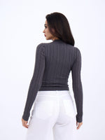 42491 STRICKWAREN KURZER PULLOVER-ANTHRAZIT