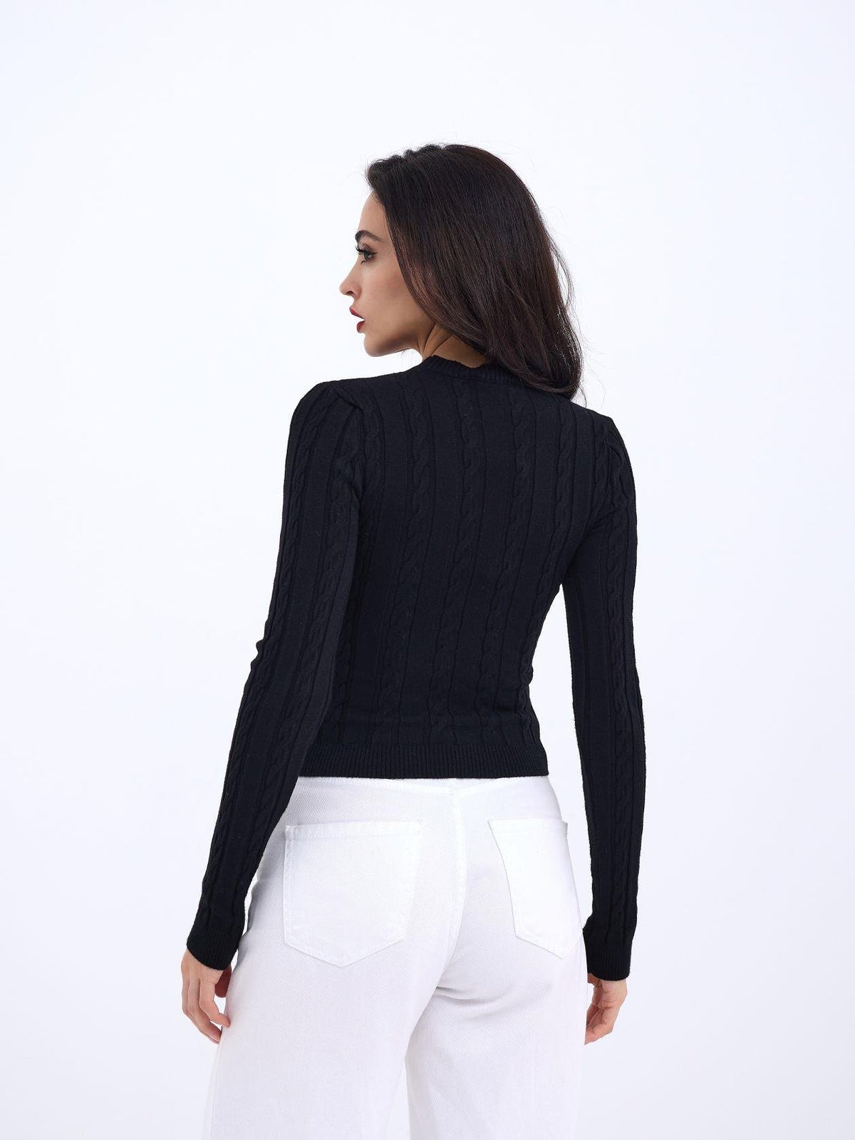 42491 STRICKWAREN KURZER PULLOVER-SCHWARZ