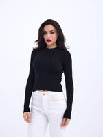 42491 STRICKWAREN KURZER PULLOVER-SCHWARZ