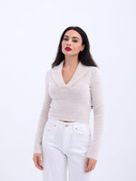 42531 STRICKWAREN GLITZERKRAGEN CROP-ECRU