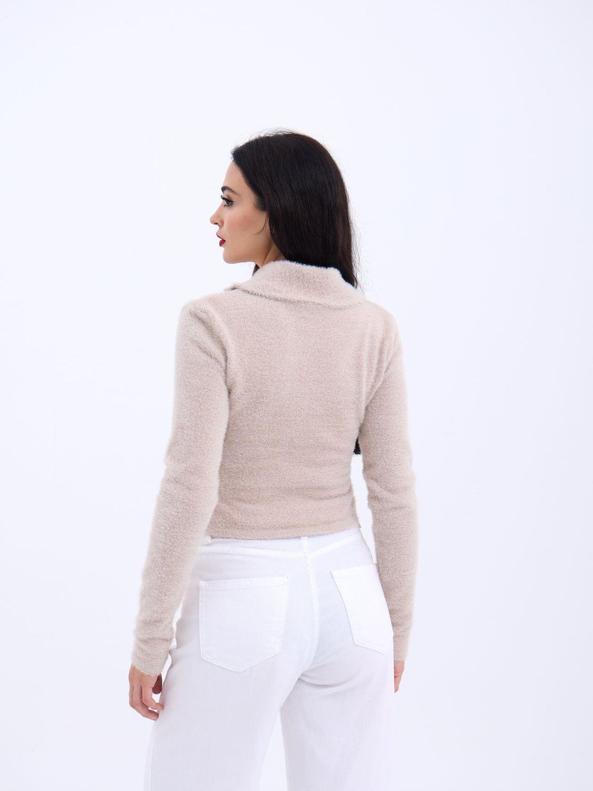 42531 STRICKWAREN GLITZERKRAGEN CROP-STONE