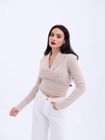 42531 STRICKWAREN GLITZERKRAGEN CROP-STONE