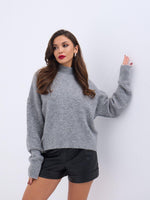 43041 STRICKWAREN PULLOVER MIT NULLKRAGEN - GRAU