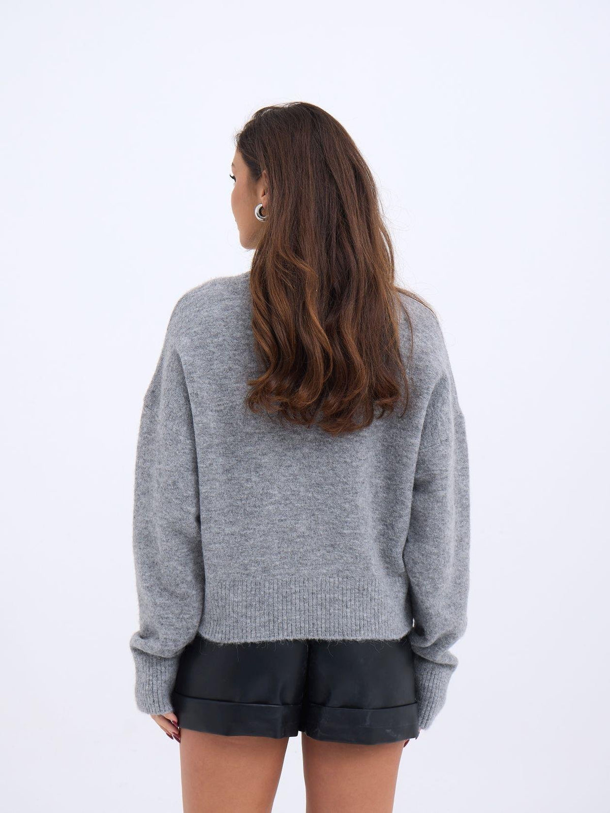 43041 STRICKWAREN PULLOVER MIT NULLKRAGEN - GRAU