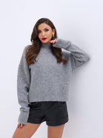 43041 STRICKWAREN PULLOVER MIT NULLKRAGEN - GRAU