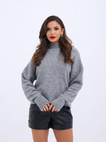 43041 STRICKWAREN PULLOVER MIT NULLKRAGEN - GRAU