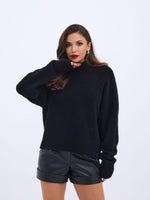 43041 STRICKPULLOVER MIT RUNDHALSKRAGEN - SCHWARZ
