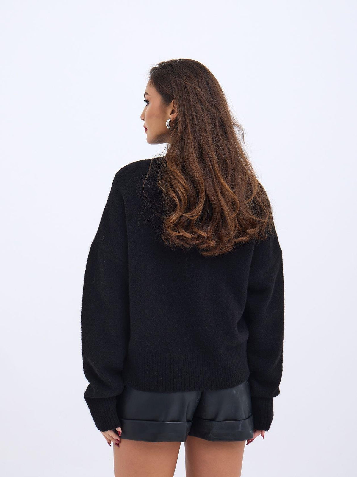 43041 STRICKPULLOVER MIT RUNDHALSKRAGEN - SCHWARZ
