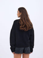 43041 STRICKPULLOVER MIT RUNDHALSKRAGEN - SCHWARZ