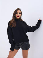 43041 STRICKPULLOVER MIT RUNDHALSKRAGEN - SCHWARZ