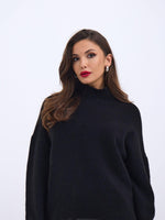43041 STRICKPULLOVER MIT RUNDHALSKRAGEN - SCHWARZ