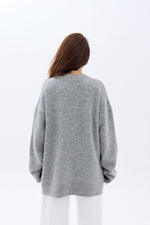 43071 STRICKWAREN RUNDHALSKRAGEN LOCKERER PULLOVER-GRAU