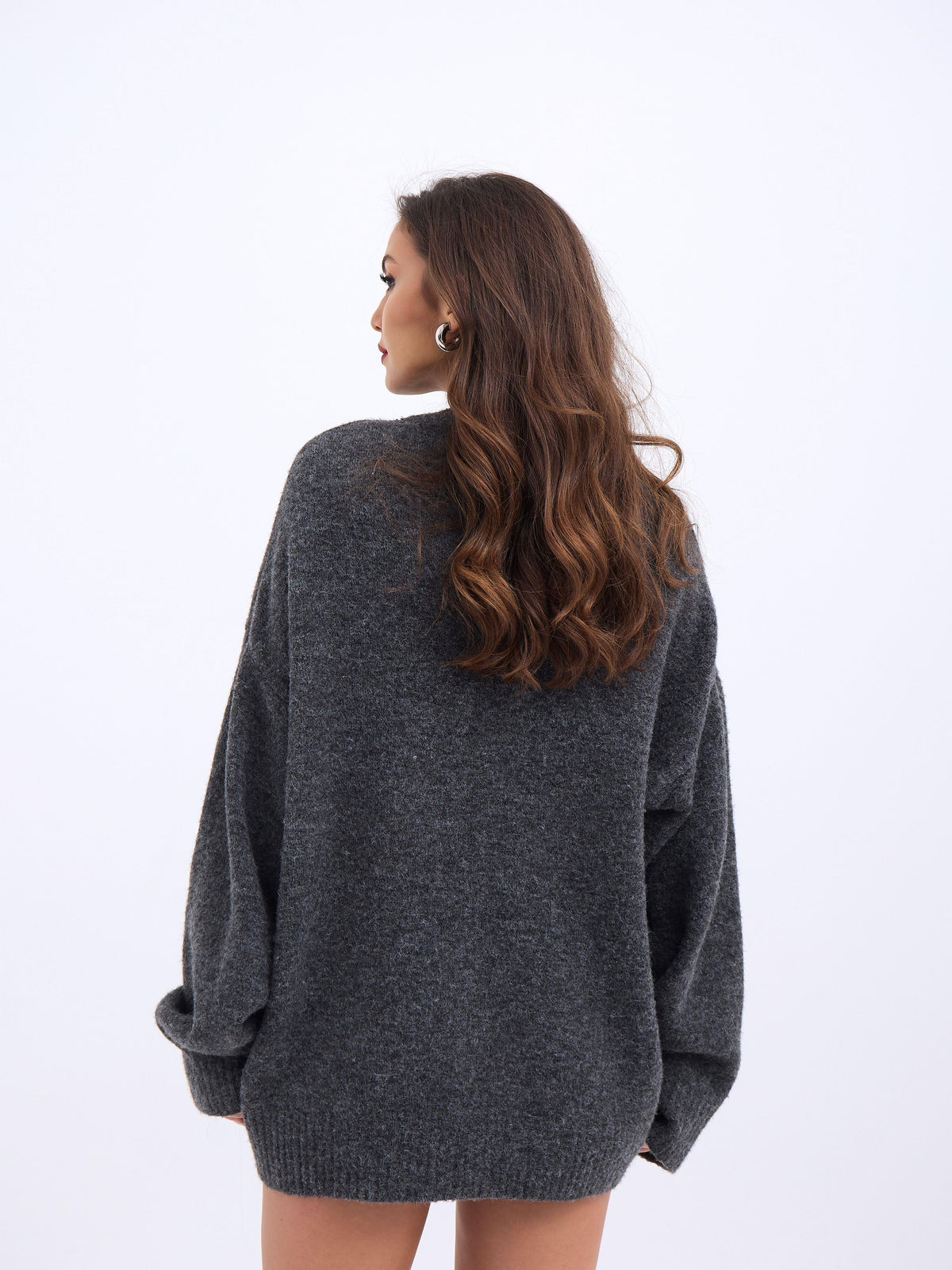 43101 STRICKWAREN KURZER VORNE GLATTER PULLOVER-ANTHRAZIT