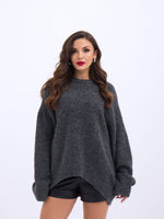 43101 STRICKWAREN KURZER VORNE GLATTER PULLOVER-ANTHRAZIT