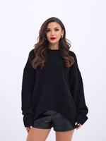 43101 STRICKWAREN KURZER VORNE GLATTER PULLOVER-SCHWARZ