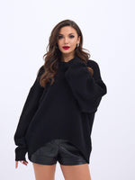 43101 STRICKWAREN KURZER VORNE GLATTER PULLOVER-SCHWARZ