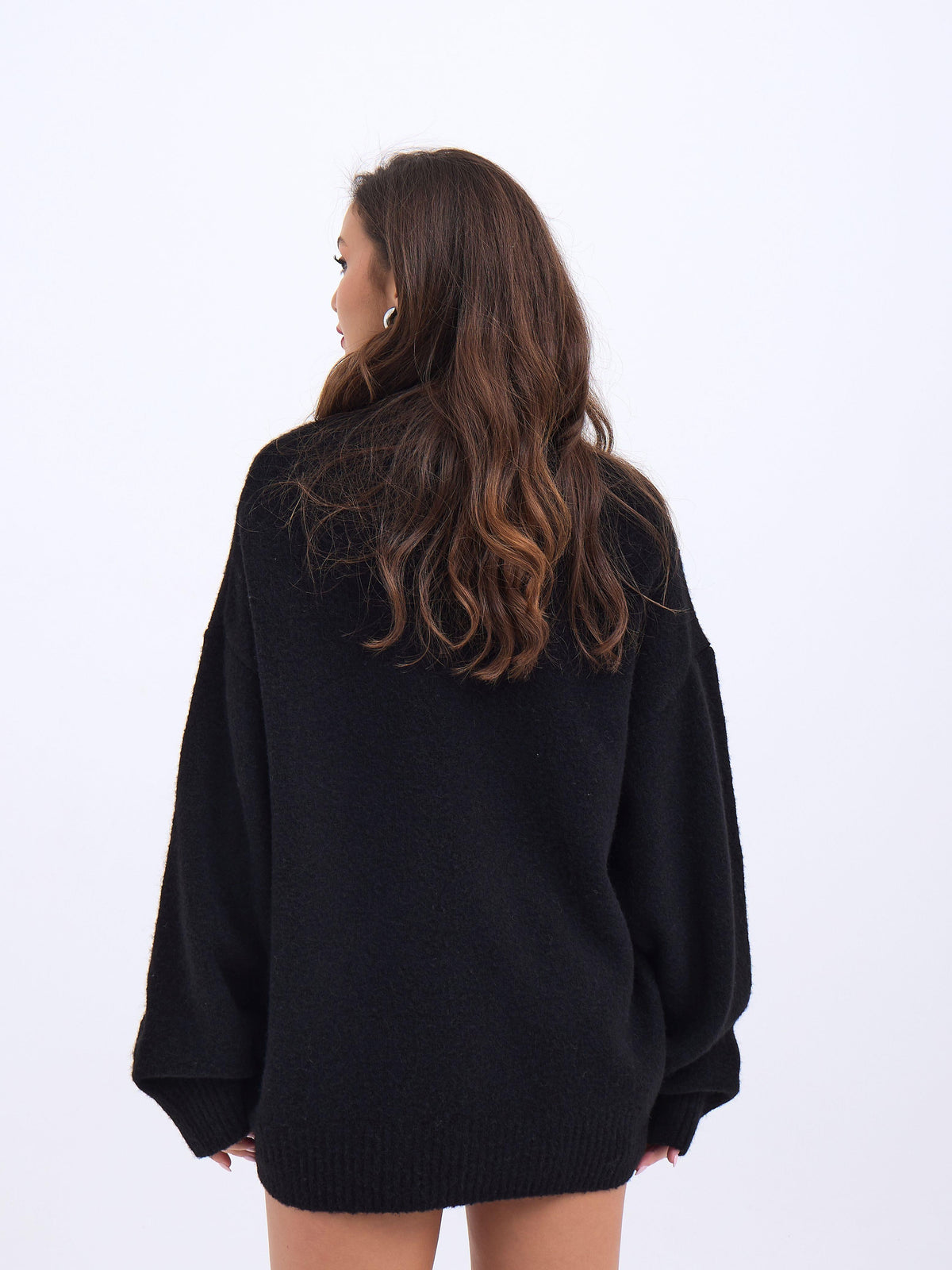 43101 STRICKWAREN KURZER VORNE GLATTER PULLOVER-SCHWARZ