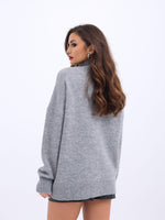 43141 STRICKWAREN HALBER ROLLKRAGENPULLOVER-GRAU