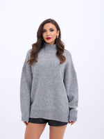 43141 STRICKWAREN HALBER ROLLKRAGENPULLOVER-GRAU