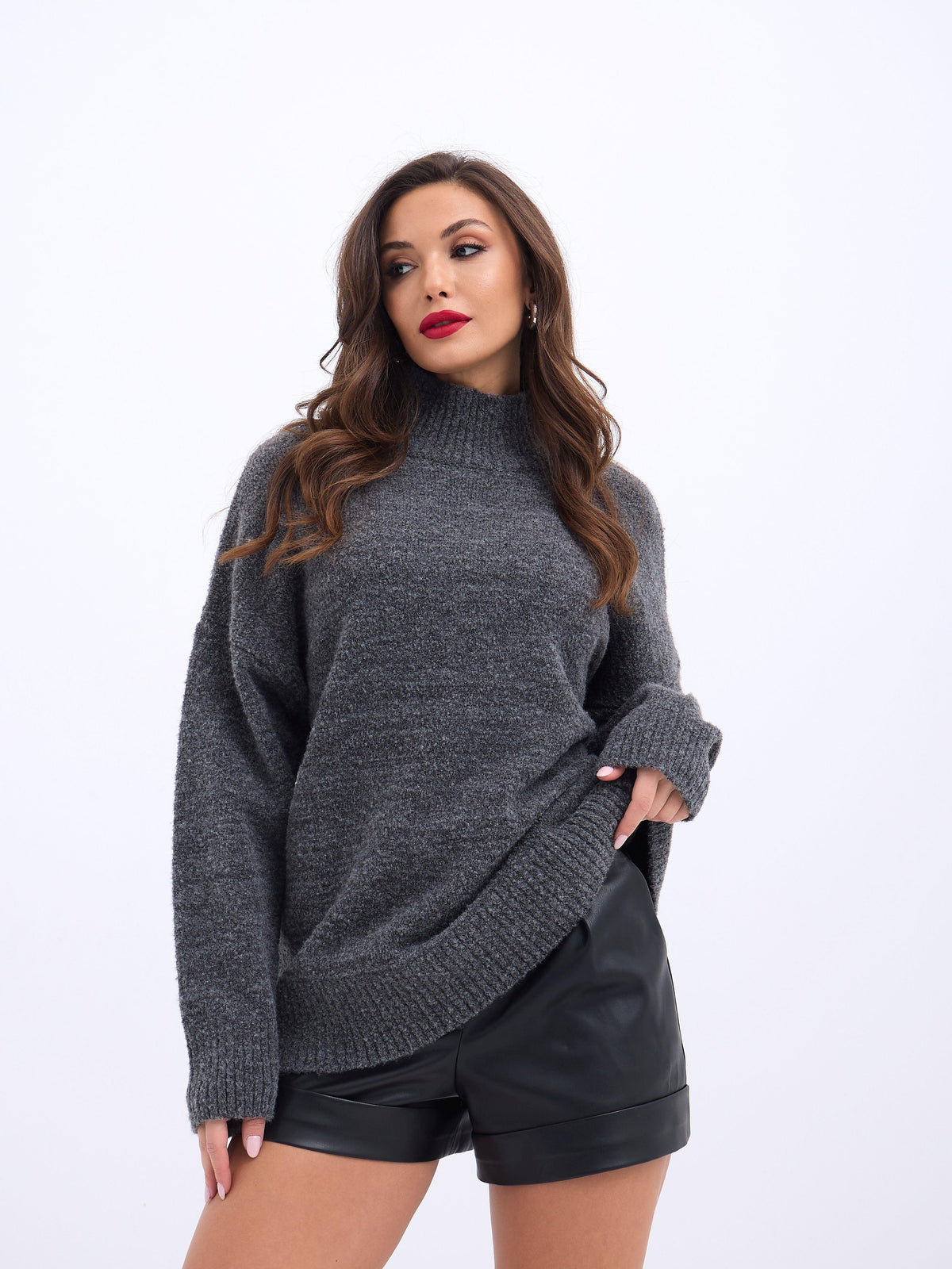 43141 STRICKWAREN HALBTURTLENKER SALASI PULLOVER-ANTHRAZIT
