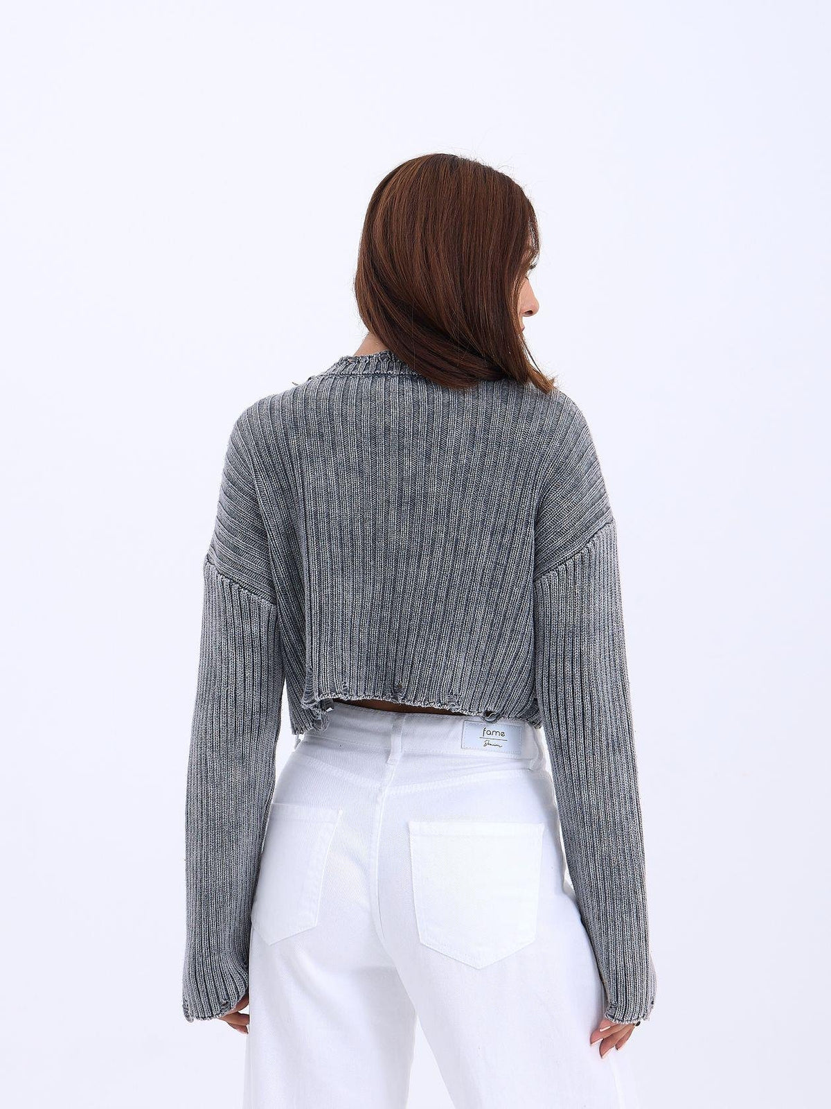 43191 STRICKWAREN KURZER PULLOVER-ANTHRAZIT