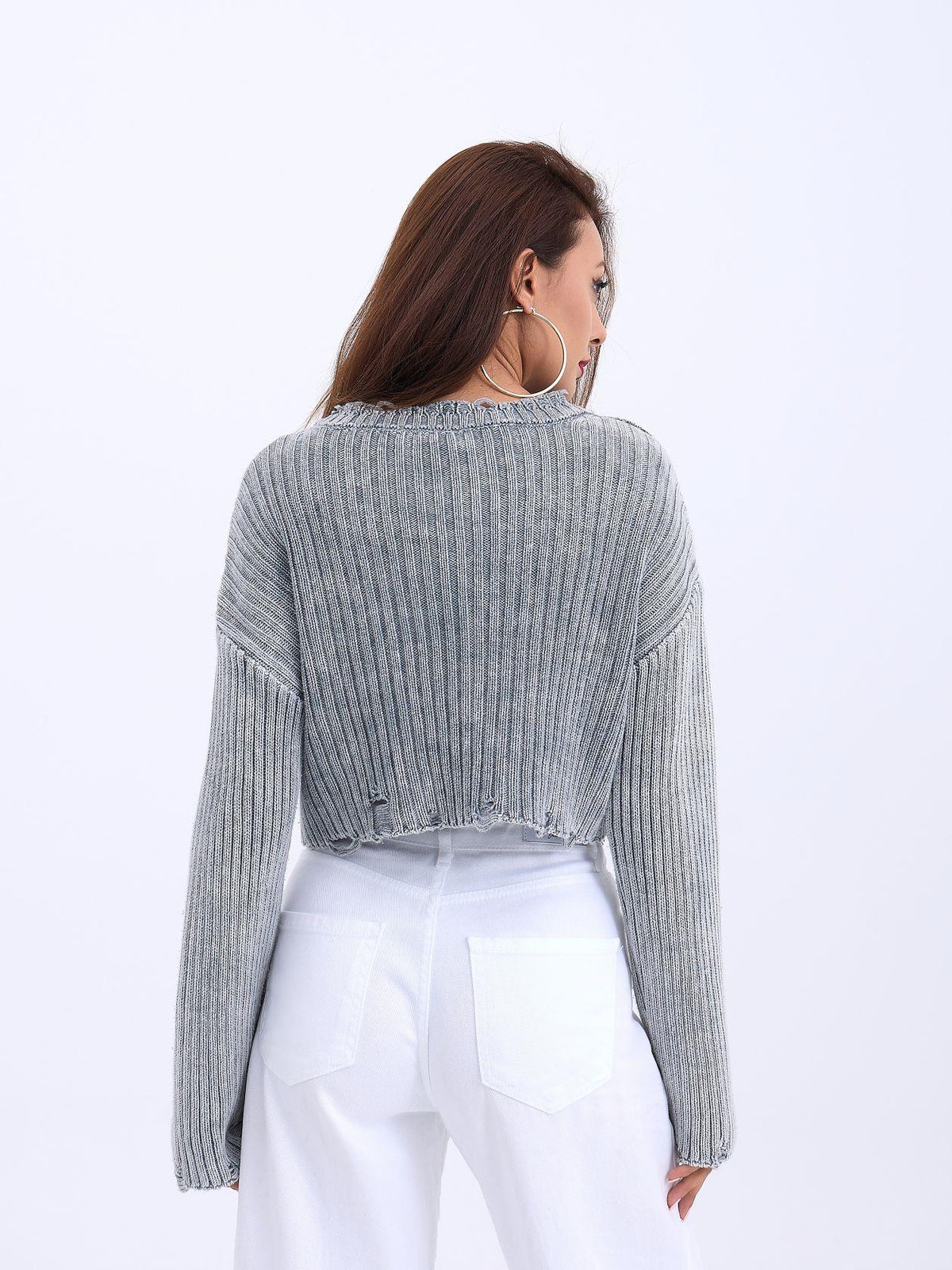 43191 STRICKWAREN KURZER PULLOVER-GRAU
