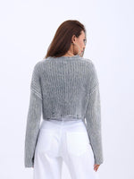 43191 STRICKWAREN KURZER PULLOVER-GRAU