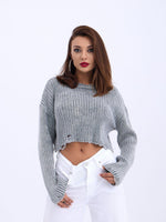 43191 STRICKWAREN KURZER PULLOVER-GRAU