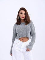 43191 STRICKWAREN KURZER PULLOVER-GRAU