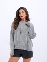 43201 TRİKO YIRTIKLI SALAŞ KAZAK-GRİ