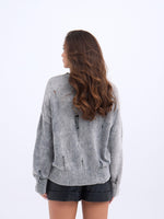 43201 TRİKO YIRTIKLI SALAŞ KAZAK-GRİ