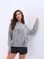 43201 TRİKO YIRTIKLI SALAŞ KAZAK-GRİ