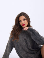 43201 TRİKO YIRTIKLI SALAŞ KAZAK-SİYAH