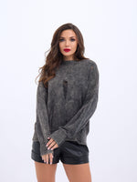 43201 TRİKO YIRTIKLI SALAŞ KAZAK-SİYAH