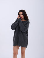 43221 STRICKWAREN RÜCKSEITE V SLASK PULLOVER-ANTHRAZIT