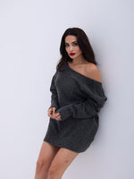 43221 STRICKWAREN RÜCKSEITE V SLASK PULLOVER-ANTHRAZIT