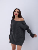 43221 STRICKWAREN RÜCKSEITE V SLASK PULLOVER-ANTHRAZIT
