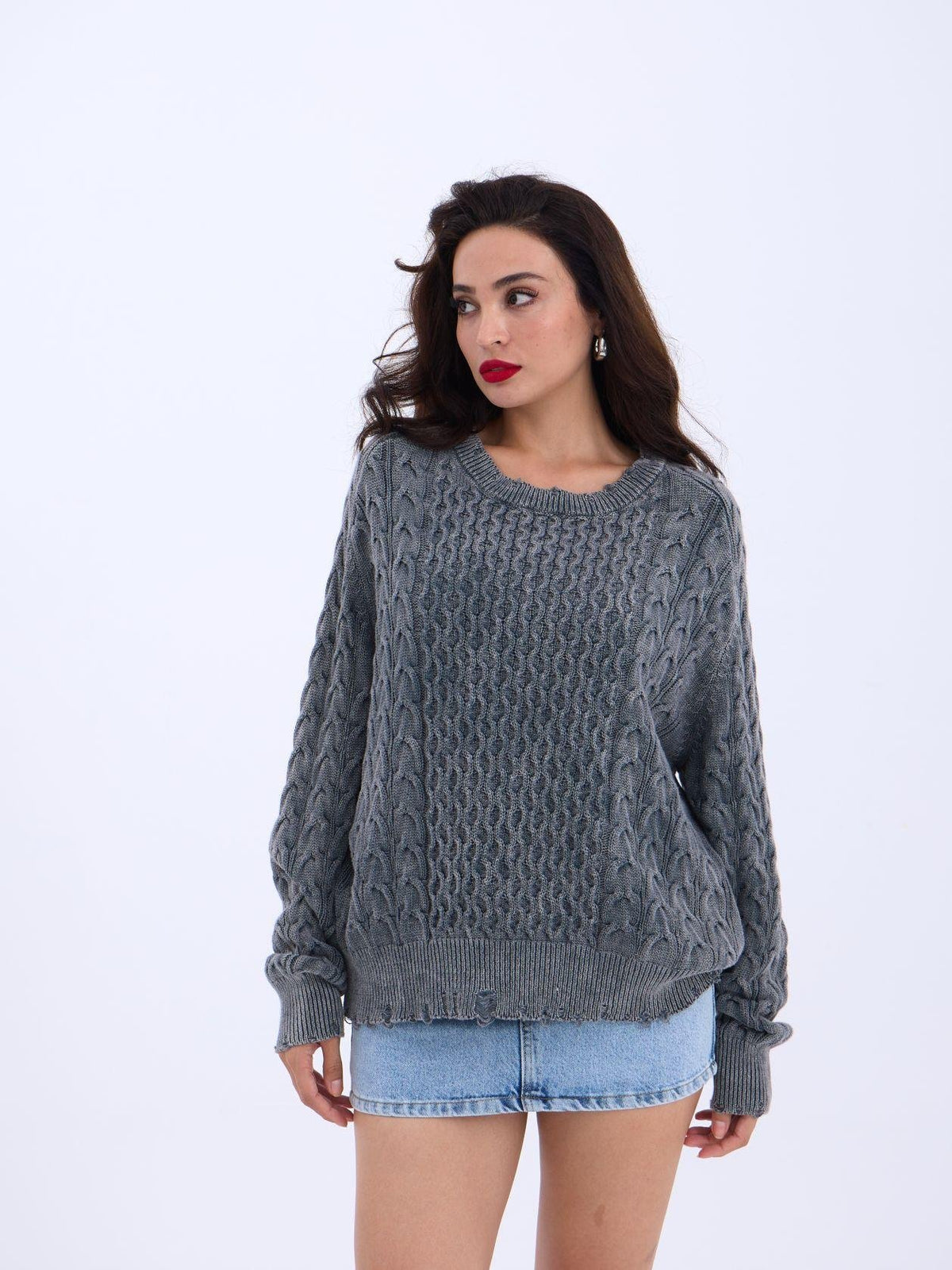 43271 STRICKWAREN SALASH HAARSTRICKPULLOVER-ANTHRAZIT