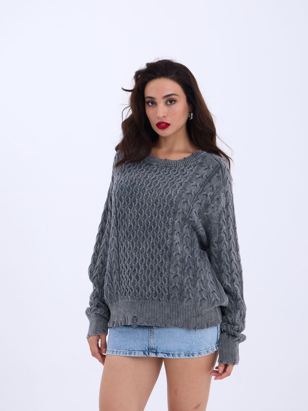 43271 STRICKWAREN SALASH HAARSTRICKPULLOVER-ANTHRAZIT
