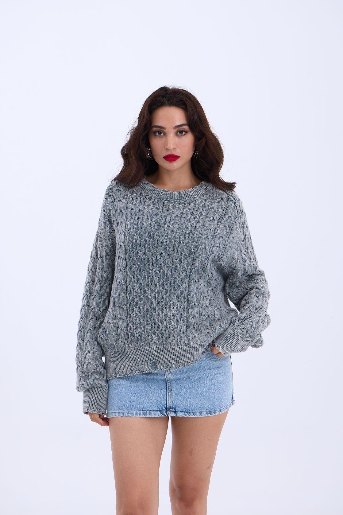 43271 STRICKWAREN SALASH HAARSTRICKPULLOVER-GRAU