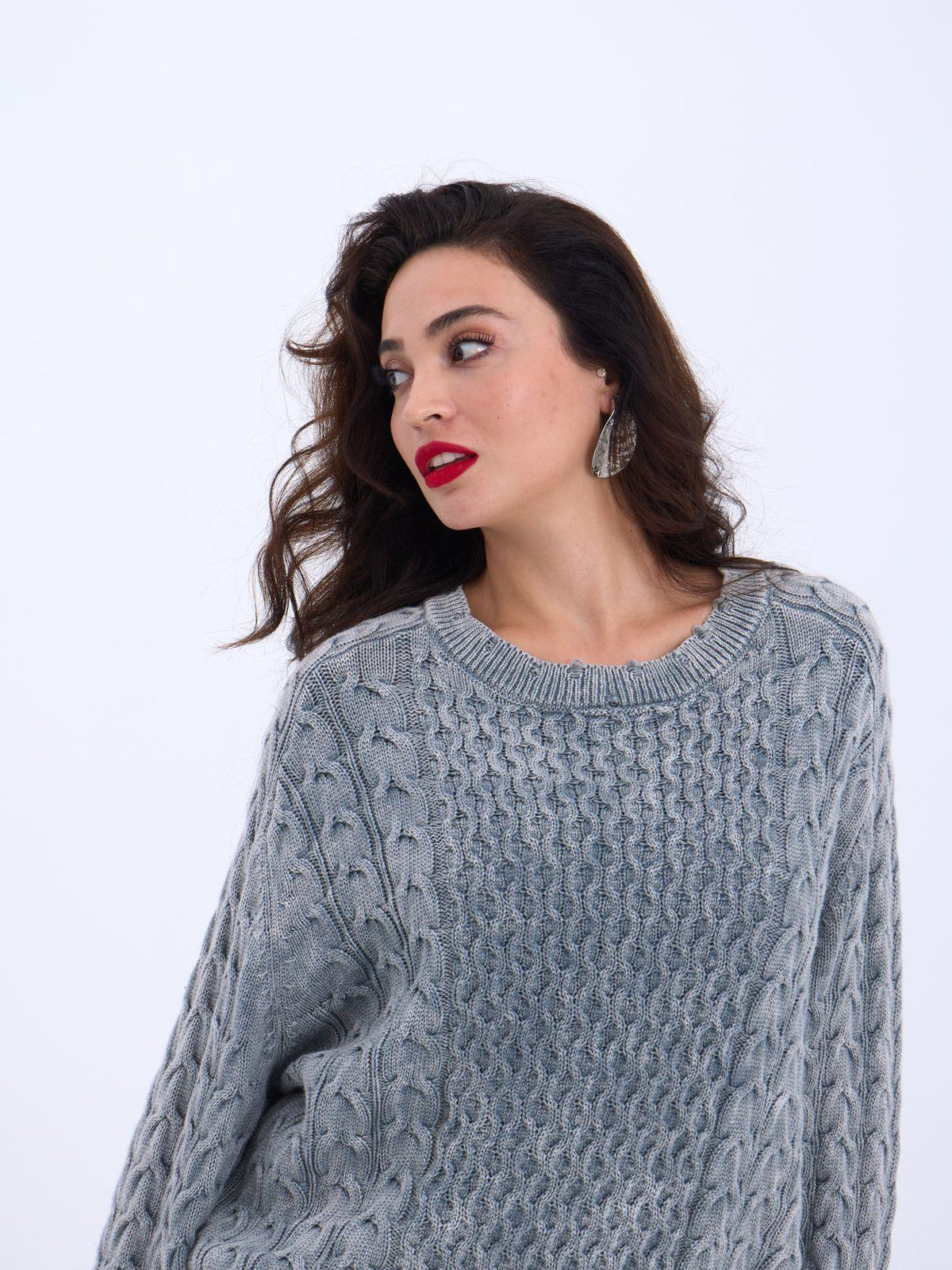 43271 STRICKWAREN SALASH HAARSTRICKPULLOVER-GRAU
